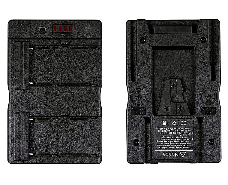 Convertidor de baterías NP-F 550/750/970 a V-Mount · Alquiler de equipos audiovisuales en Bogotá, Colombia · ARTTV Pro Rental